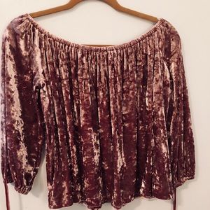 Off-Shoulder Crushed Velvet Crop